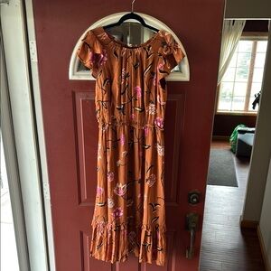 NWT Universal Thread Orange and Pink Midi Dress